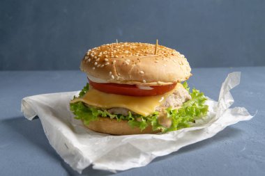 Köfte ile Burger, salata, domates ve peynir bir dilim, Oni