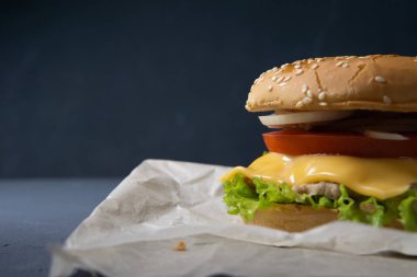 Köfte ile Burger, salata, domates ve peynir bir dilim, Oni