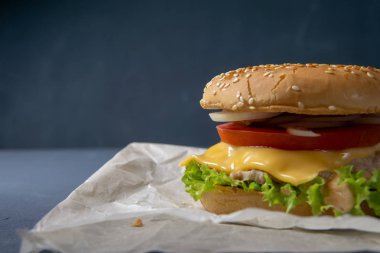 Köfte ile Burger, salata, domates ve peynir bir dilim, Oni