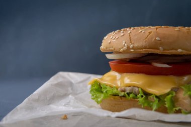 Köfte ile Burger, salata, domates ve peynir bir dilim, Oni