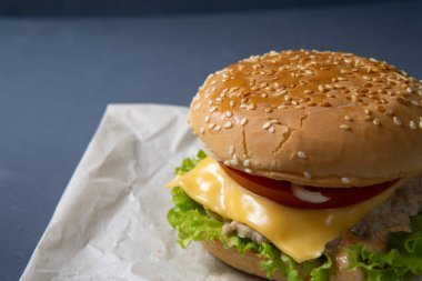 Köfte ile Burger, salata, domates ve peynir bir dilim, Oni