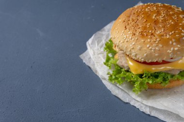 Köfte ile Burger, salata, domates ve peynir bir dilim, Oni