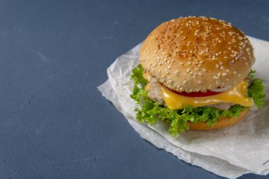 Köfte ile Burger, salata, domates ve peynir bir dilim, Oni