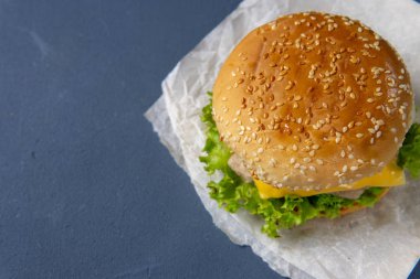 Köfte ile Burger, salata, domates ve peynir bir dilim, Oni