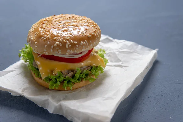 Köfte ile Burger, salata, domates ve peynir bir dilim, Oni