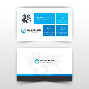 Modern yaratıcı kartvizit ve isim kartı, yatay basit temiz şablon vektör tasarımı, dikdörtgen boyutunda yerleşim