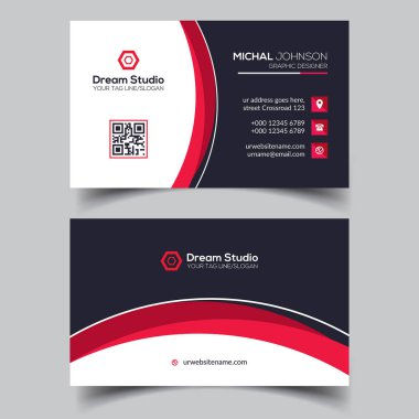 Modern yaratıcı kartvizit ve isim kartı, yatay basit temiz şablon vektör tasarımı, dikdörtgen boyutunda yerleşim