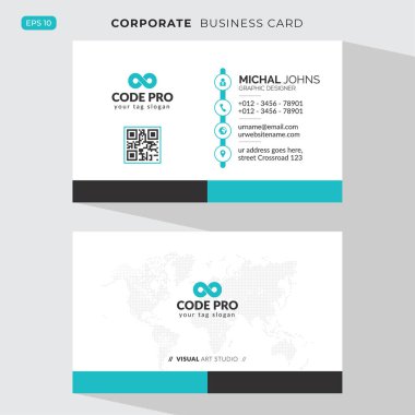 Modern yaratıcı kartvizit ve isim kartı, yatay basit temiz şablon vektör tasarımı, dikdörtgen boyutunda yerleşim