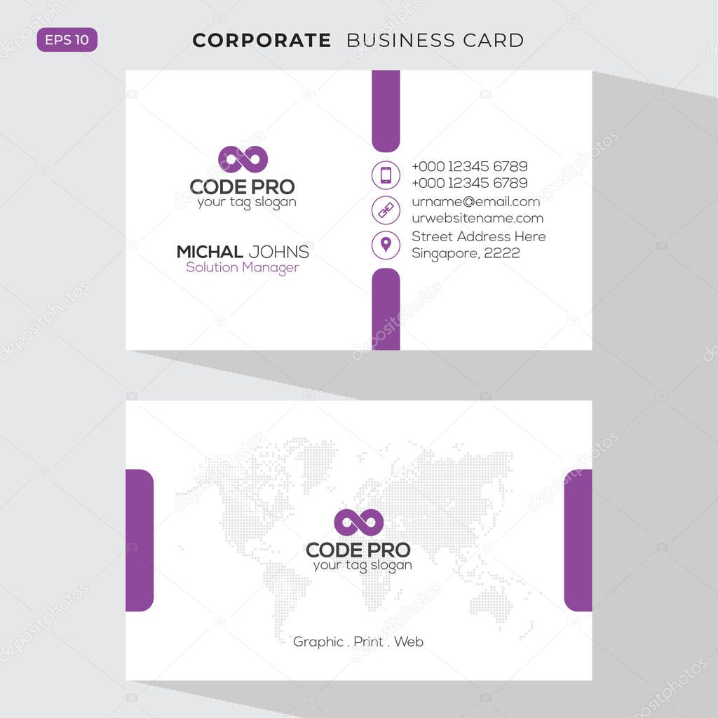 Modern creative business card and name card,horizontal simple clean template vector design, layout in rectangle size