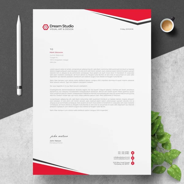 Modern Letterhead Template Design — Stock Vector