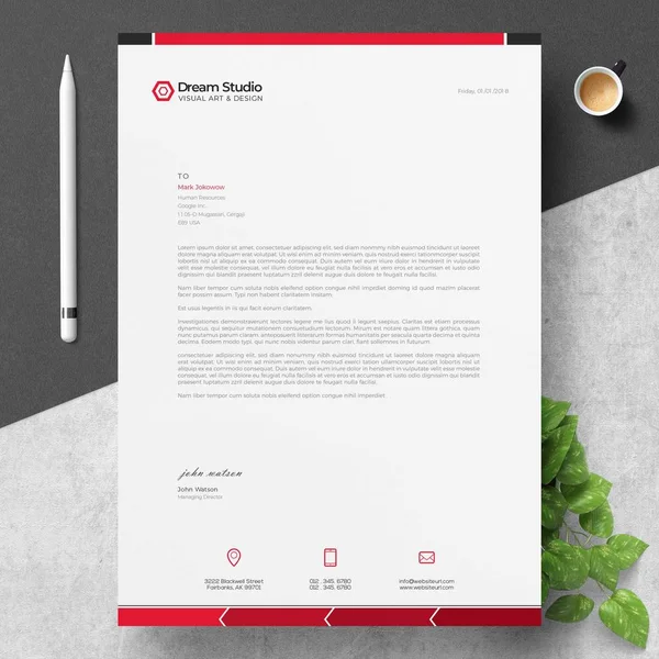 Modern Letterhead Template Design — Stock Vector