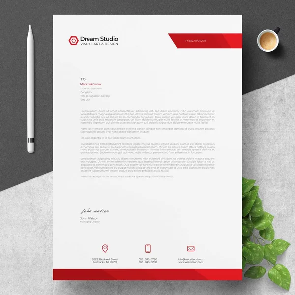 Modern Letterhead Template Design — Stock Vector