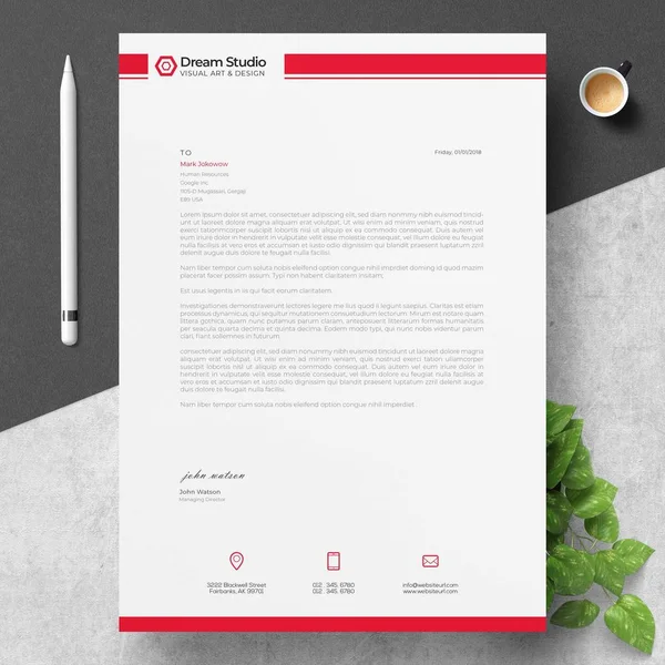 Modern Letterhead Template Design — Stock Vector