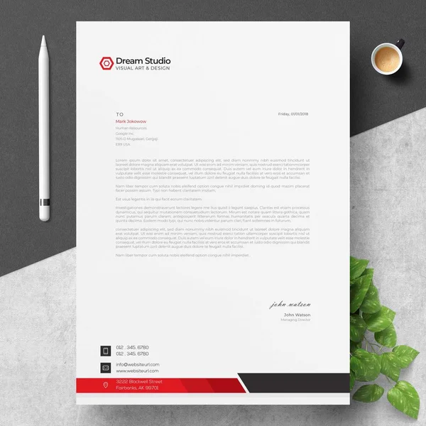 Modern Letterhead Template Design — Stock Vector