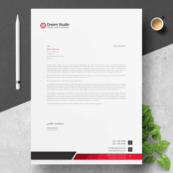 Modern Letterhead Template Design — Stock Vector