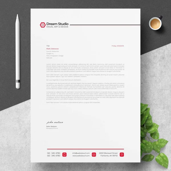 Modern Letterhead Template Design — Stock Vector