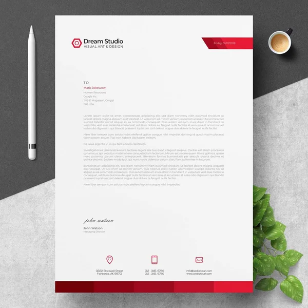 Modern Letterhead Template Design Stock Vector