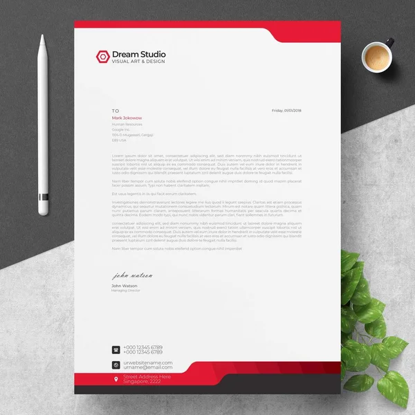 Modern Letterhead Template Design Stock Vector