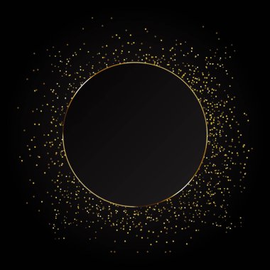 Altın glitter dalga arka plan, altın VIP tasarım şablonu, siyah bir arka plan parıldıyor.