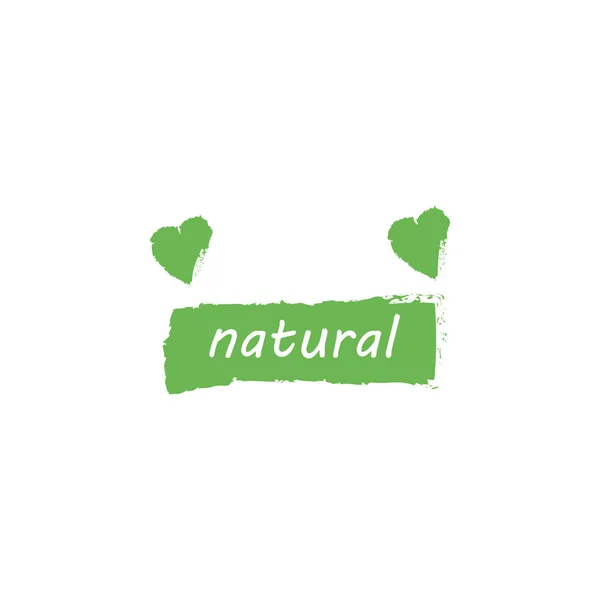 Vector Verde Natural y Corazón. Para el logotipo, ilustraciones de alimentos saludables, restaurante, insignias, etiquetas, café, embalaje. Icono vegano . — Archivo Imágenes Vectoriales