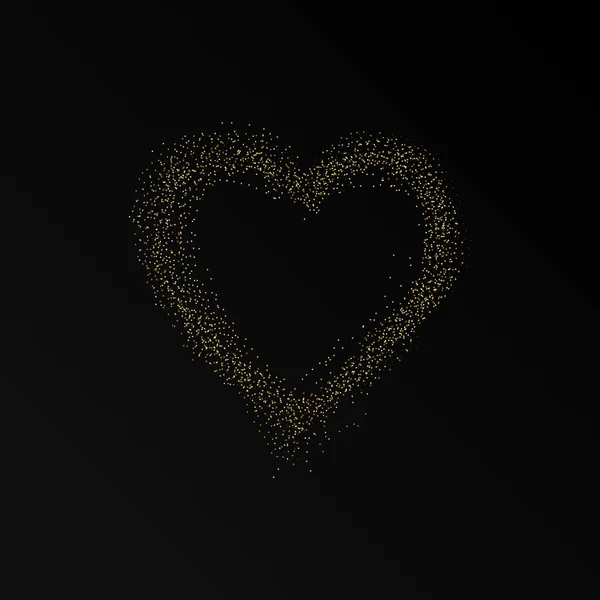 Glitter Heart Frame Happy Valentines Day Background Glowing Gold Stream — Stock Vector