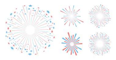 Parti ve tatil olay havai fişek simgesi düz set izole vektör çizim. Vektör çizim