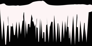 Kar kapaklar, kartopu ve kış dekorasyonu için snowdrifts. Karlı öğeleri tasarım siyah arka plan üzerine karikatür. Vektör çizim