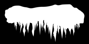 Kar kapaklar, kartopu ve kış dekorasyonu için snowdrifts. Karlı öğeleri tasarım siyah arka plan üzerine karikatür. Vektör çizim