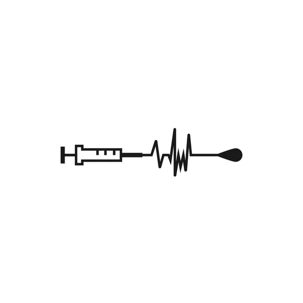 Spritzen Symbol Medizinisches Instrument Und Kardiogramm Vektorsymbol — Stockvektor