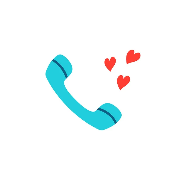 Valentines Day Blauw Retro Telefoon Met Harten Vectorillustratie Eps10 Vectorillustratie — Stockvector