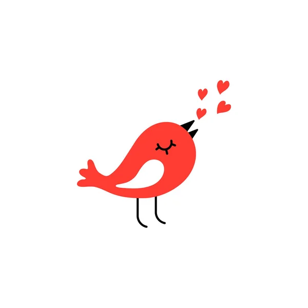 Miluju Ptáky Červeným Srdcem Kartu Valentýna Vektorové Ilustrace Vektorové Ikony — Stockový vektor