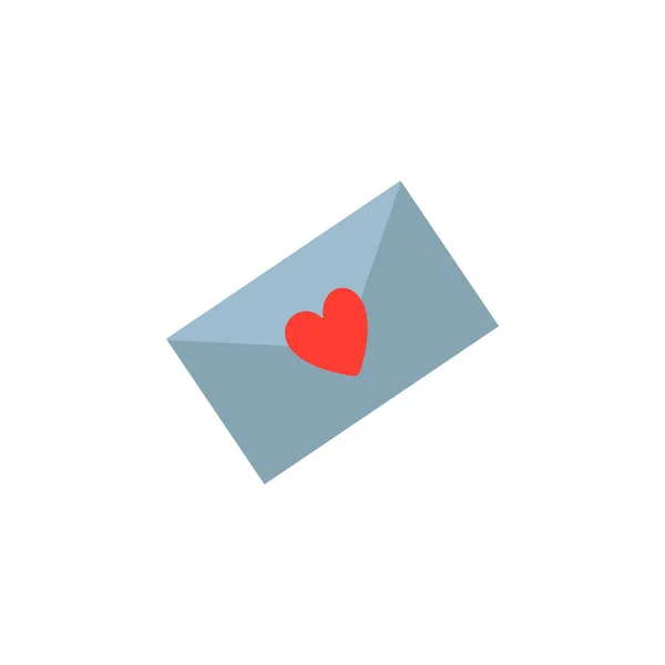 Valentine Day Greeting Card Invitation Love Letter Envelope Heart Flat — Διανυσματικό Αρχείο