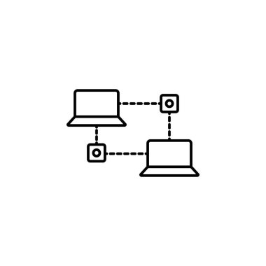 Bilgisayar bağlantıları simge vektör. Beyaz arka plan üzerinde izole amblemi. Modern basit simge stil grafik ve web tasarımı için