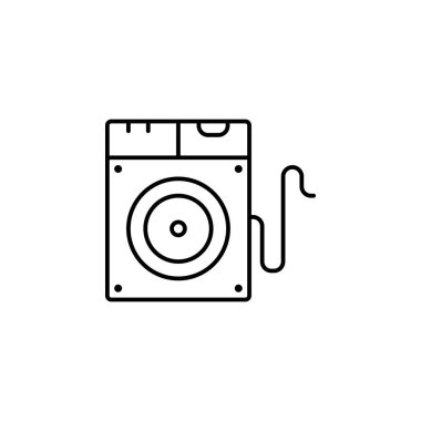 Vektör bilgisayar Hdd simgesi için yazıt Hdd dört vida başı kayıt ile açık bej renkli Saydamlık siyah kontur döner yansıtan ışık sabit dick üzerinde Sabit Disk açılar.