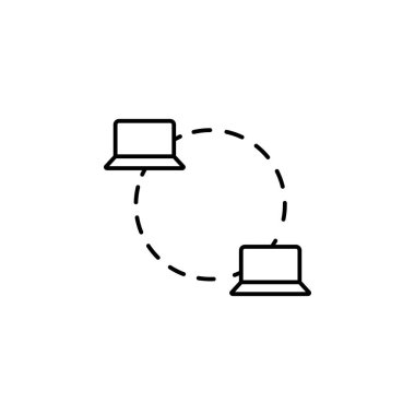 Bilgisayar bağlantıları simge vektör. Beyaz arka plan üzerinde izole amblemi. Modern basit simge stil grafik ve web tasarımı için