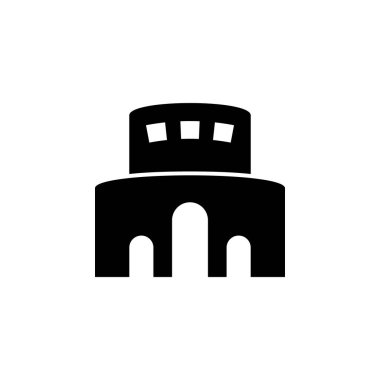 Stadyum bina doğrusal simgesi. İnce hat illüstrasyon. Spor arena kontur sembolü. Çizim vektör izole anahat