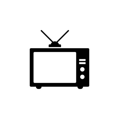 Gri arka plan üzerinde izole trendy düz tarzı TV simgesi. Web sitesi tasarımı, logo, app, Kullanıcı arabirimi için televizyon sembolü. Vektör çizim
