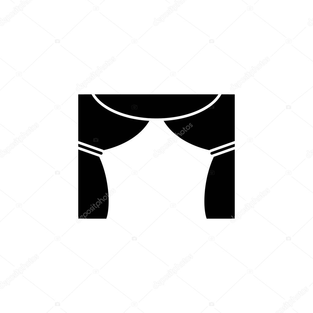 Theater icon, curtains stage theater icon