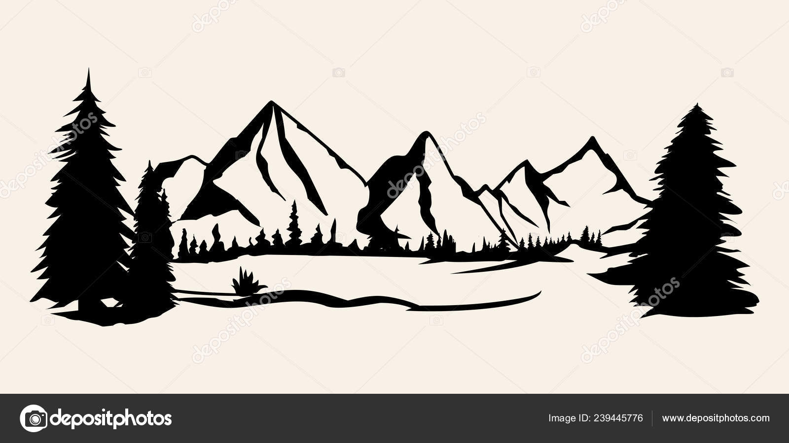 Mountains silhouettes. Mountains vector, Mountains vector of outdoor ...