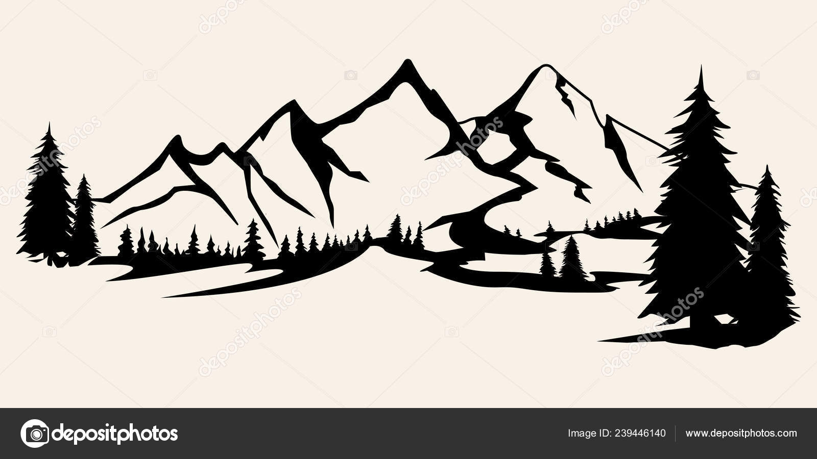 Free Free 238 Silhouette Mountain Scene Nature Svg SVG PNG EPS DXF File