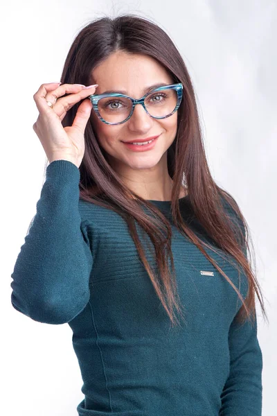 Woman Glasses Eyesight Studio — Stock Photo, Image