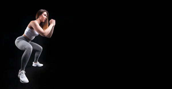 Woman Athlete Sportswear Posing Studio Black Background Royalty Free Stock Images