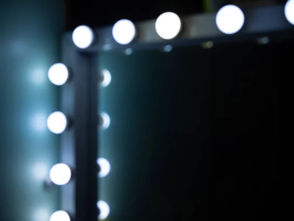 Verschwommen Aus Der Ecke Des Make Spiegels Mit Glühbirnen Mit — Stockfoto