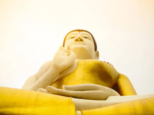 Marele Mare Frumos Buddha Meditație Statuie Ședând Lumină Moale Templul — Fotografie, imagine de stoc