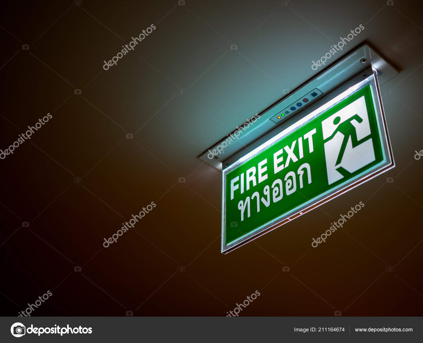 Fire Exit Sign Emergency Led Lighting Sign Ceiling Mounted