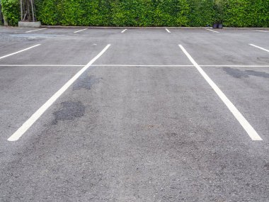 Araba Park yerinde genel park üzerinde boş alanı. Park şeridi yeşil bush ile açık.