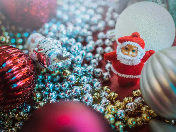 Petit Père Noël Mignon Avec Décor Noël Fond Décoration — Photo