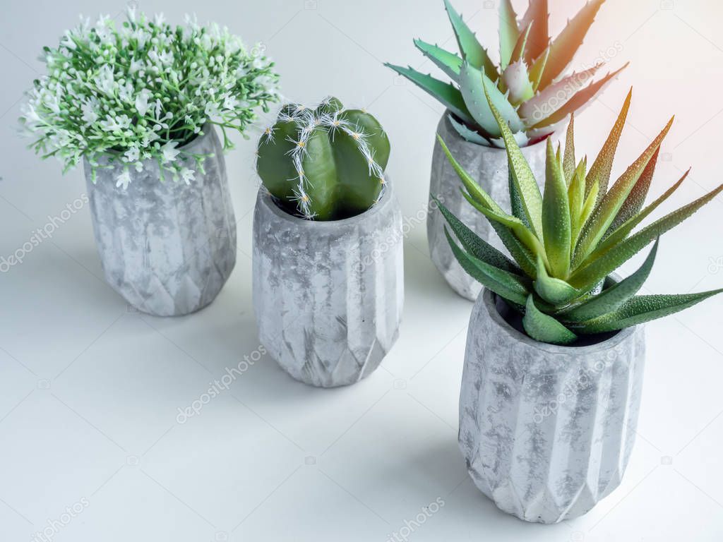 Concrete pot. Modern geometric concrete planter.