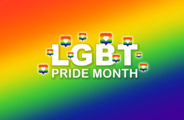 Haziran ayındaki LGBT Onur Ayı konsepti. Lezbiyen, Gey, Biseksüel ve Transseksüel. Renkli gökkuşağı renkleri, değişken bulanık arkaplan.