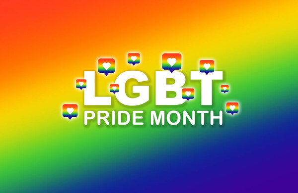 LGBT Pride Month in June concept. Lesbian, Gay, Bisexual and Transgender. Colorful rainbow colors, gradient blurred background.